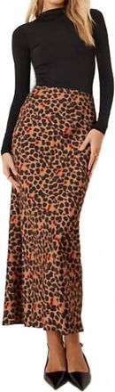 Never Fully Dressed Dorris Satin Maxi Skirt In Leopard Cherry