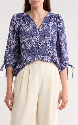 Renee C Floral Tie Cuff Top in Blue at Nordstrom Rack, Size X-Small