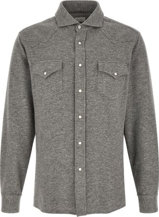 Brunello Cucinelli Gray Cashmere Mens Blouse