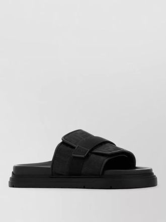 Fendi fabric chunky slippers adjustable strap flat sole