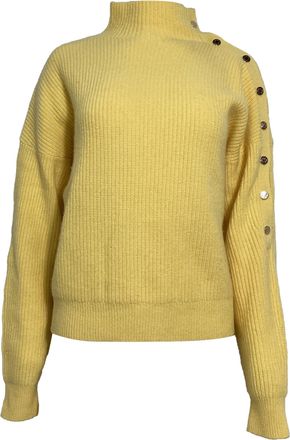 Maje Knitted Pullover w/ Side Fasteners in Yellow Cashmere