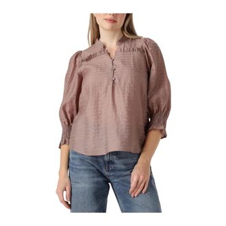 Co'Couture Overhemden, Dames, Beige, XL, Linnen, Frill SS Blouse voor Vrouwen
