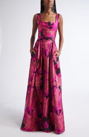 St. John Metallic Jacquard Organza Gown in Hot Pink at Nordstrom, Size 12
