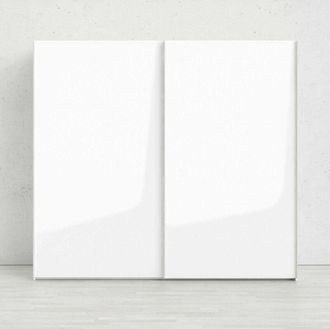 Dmora Dmora - Armario 2 Puertas Badesse, Muebles De Dormitorio, Vestidor, Armario De Ropa, 243x61 H220 Cm, Blanco Brillante