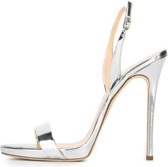 Generic MiaZane Womens Metallic Stiletto Sandals Slim High Heel Peep Toe Dress Heels with Adjustable Slingback for Evening Party & Cocktail Gala,Silver,4.5 UK