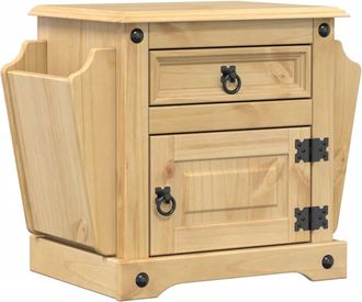 vidaXL Vidaxl - Mesita De Noche Corona Madera Maciza De Pino 45x35x47,5 Cm