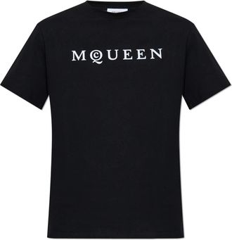 Alexander McQueen T-shirt met logo - Heren - T-shirts - Zwart - XL - Katoen - Tops