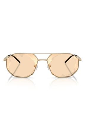 Emporio Armani 58mm Aviator Sunglasses in Matte Pale Gold/brown Gold at Nordstrom