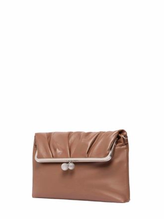 Max Mara Womens Envelope Clutch Pasticcino Tan Brown Leather Handbags Hand Bags