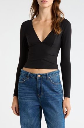 PacSun Gianna V-Neck Top in Black at Nordstrom, Size Xx-Small