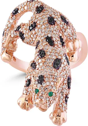 Effy 14K Rose Gold Black Diamond Panther Ring in 14K Gold at Nordstrom, Size 7