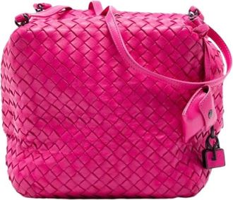 Bottega Veneta Pre-owned Handbags, female, Pink, Size: ONE SIZE Pre-owned Woven Nappa Crossbody Bag