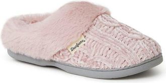 Dearfoams Claire Cable Knit Chenille Clog Slipper in Pale Mauve at Nordstrom, Size X-Large