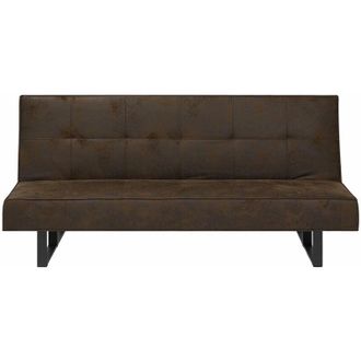 Beliani Beliani - Divano Letto in Ecopelle Marrone a 3 Posti Senza Braccioli Moderno Derby