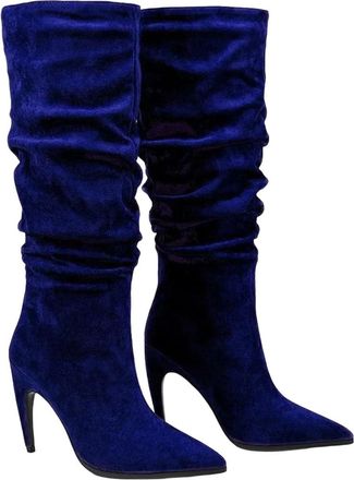 Generic Women Thigh High Suede Boots Pleated Shaft Stiletto Heel Winter Outdoor Casual Long Boot