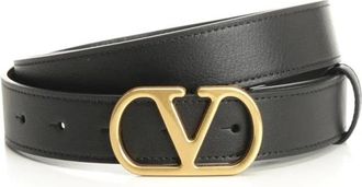 Valentino Garavani VLogo Signature Belt in Shiny Calfskin 30 mm - female - Valentino Garavani - Belts - Black - 70 CM - Accessories