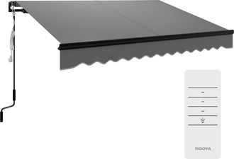 OUTSUNNY 3 X 2.5m Electric Awning With LED Light And Remote Controller - Grey | TJ Hughes