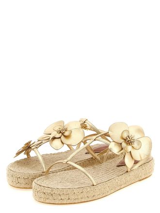 Zimmermann Orchid-Embellished Espadrille Sandal - Gold