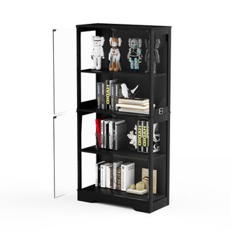 STILVORA Vitrina Con 4 Niveles Y Puertas De Cristal, Led De 3 Colores Y Sensor De Movimiento, 80 &times; 35 &times; 165 Cm