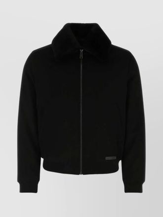 Prada ribbed fur collar jacket