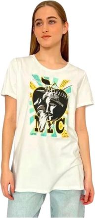 Liu Jo Korte mouwen Regular Fit T-shirt Lt.ivory/nyc apple - Dames - T-shirts - Veelkleurig - XS - Katoen - Tops