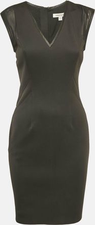 Balmain Black Jersey And Mesh V-Neck Bodycon Dress