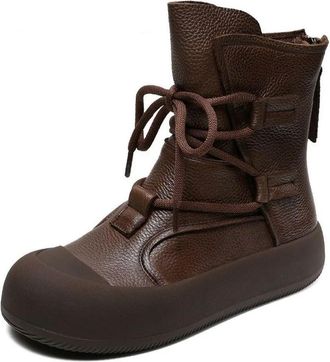 Generic QXDZSW Retro Roman Ankle Boots for Women Chunky Platform Back Zipper Comfort Trend Casual Short Boots