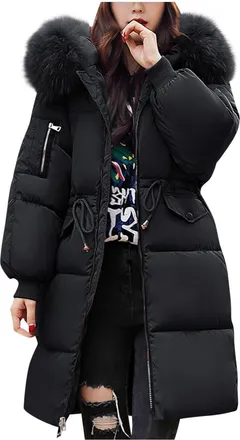 Generic Winter Coats for Women UK,Womens Fleece,Womens Down Jacket Winter Mid Length Puffer Coats Ladies Lightweight Waterproof Quilted Jackets Plus Size Warm