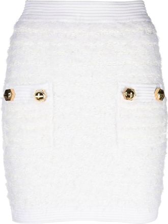 Balmain fitted tweed mini skirt - women - Polyamide/Viscose/Polyester/Polyurethane/Virgin Wool - 40 - White