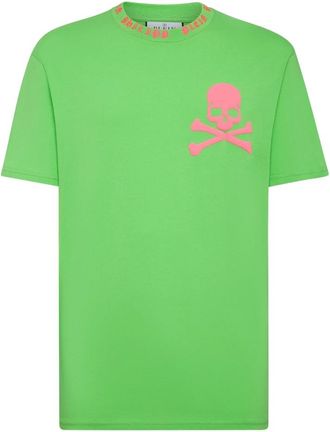 Philipp Plein Tops, Heren, Groen, 2Xl, Katoen, T-shirt Round Neck SS Skull&Bones