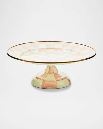 MacKenzie-Childs Rosy Check Small Pedestal Platter