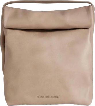 Alexander Wang Waxed Leather Lunch Tote Bag In Mushroom