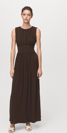 Mango Vestito quadri arricciato marrone - Donna - S - MANGO