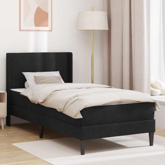 vidaXL Vidaxl Struttura Letto Con Materasso Nero 90 X 190 Cm Velluto