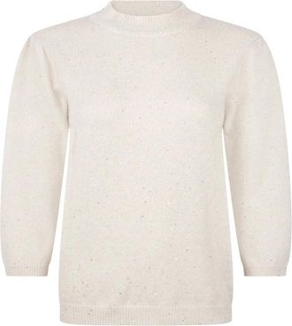 Tramontana Korte mouwen trui met pofmouwen - Dames - Truien - Beige - Maat: M Acryl