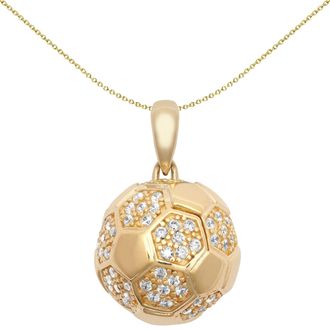Jewelco London 9ct Gold CZ 3D Retro 27 Panel Football Soccer Ball Pendant - JPD607