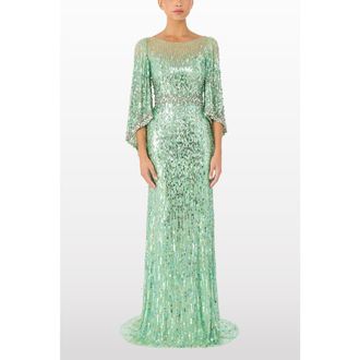 Jenny Packham Ines Sequin-Embellished Dress in Eucalyptus at Nordstrom, Size 14 Uk