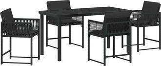 vidaXL Garden Dining Set 5 pcs Black Poly Rattan vidaXL