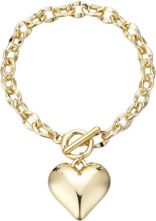 Adornia Adornia Plated Puffy Heart Link Toggle Bracelet