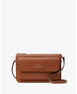 Kate Spade New York Womens Leila Pebbled Leather Small Flap Crossbody - Brown - One Size