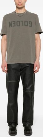 Golden Goose Logo-Print Cotton T-Shirt - Sage Green
