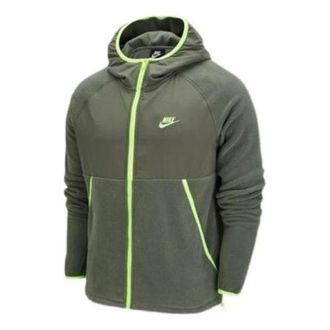 Nike Sportswear Full-length zipper Cardigan hooded Fleece Lined logo Jacket Green DM1220-380