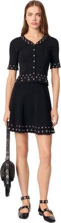 Maje Cropped cardigan with eyelets in Black at Nordstrom, Size X-Small