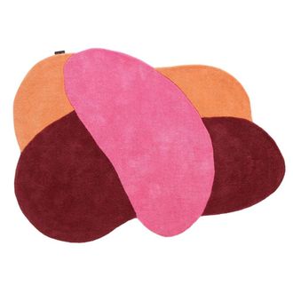 Nazar Rugs Alfombra lana tejida a mano forma flor rosa 160x230