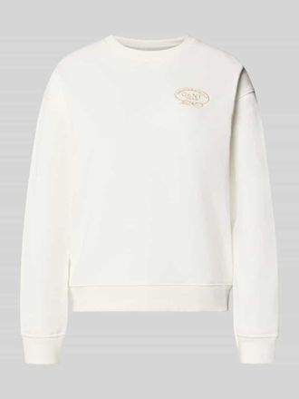 GANT Sweatshirt mit Label-Stitching und Rundhalsausschnitt in Ecru, Gr&ouml;&szlig;e XXL