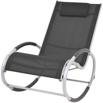 vidaXL Silla Mecedora De Jard&iacute;n De Textilene Negro Vidaxl