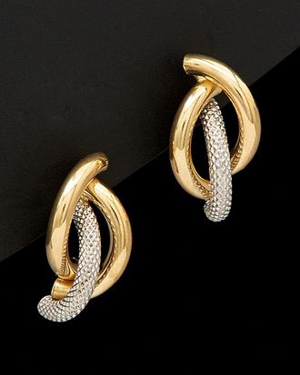 Italian Gold, Inc 18K Italian Gold Two-Tone Textured Hoops