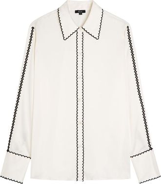 Rails Aloise Embroidered Silk Shirt - Ivory - S (UK8-10 / S)