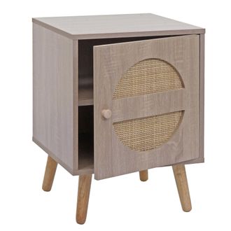 Hhg Hhg - Nunca Usado] Mesita De Noche 204, Mesita Auxiliar, Compartimentos De Almacenaje, Madera De Rat&aacute;n Kubu Melamina, Aspecto Roble 56x40x40cm