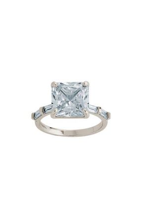 Sterling Forever Princess-Cut Cubic Zirconia Ring in Silver at Nordstrom, Size 7